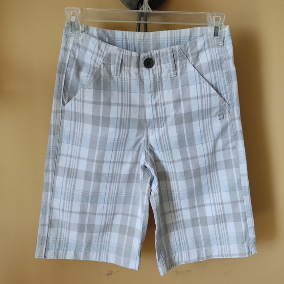 Kenneth Cole Reaction Gray and White Plaid Kids Shorts Size 10 - Picture 1 of 7